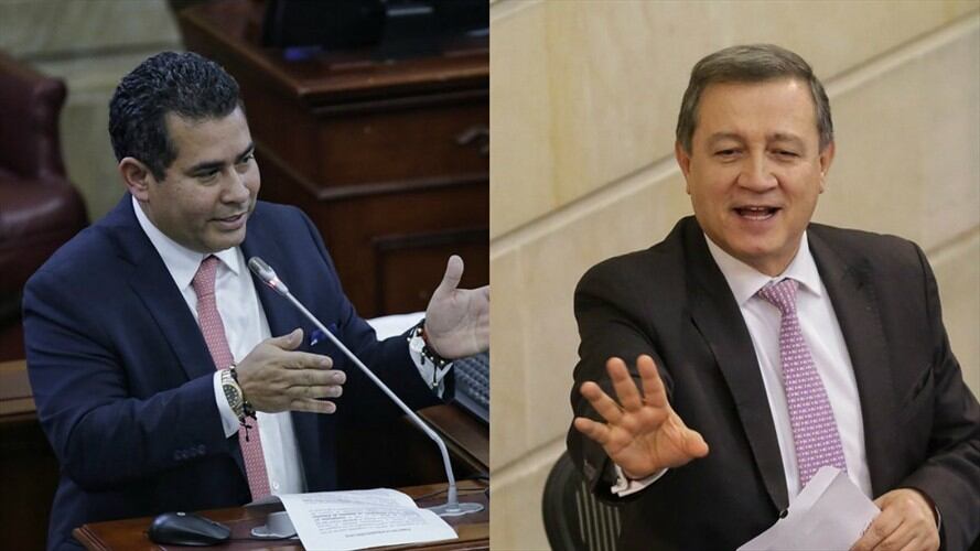 Alejandro Carlos Chacón, presidente de la Cámara de Representantes, y Ernesto Macías, presidente del Congreso. Foto: Colprensa