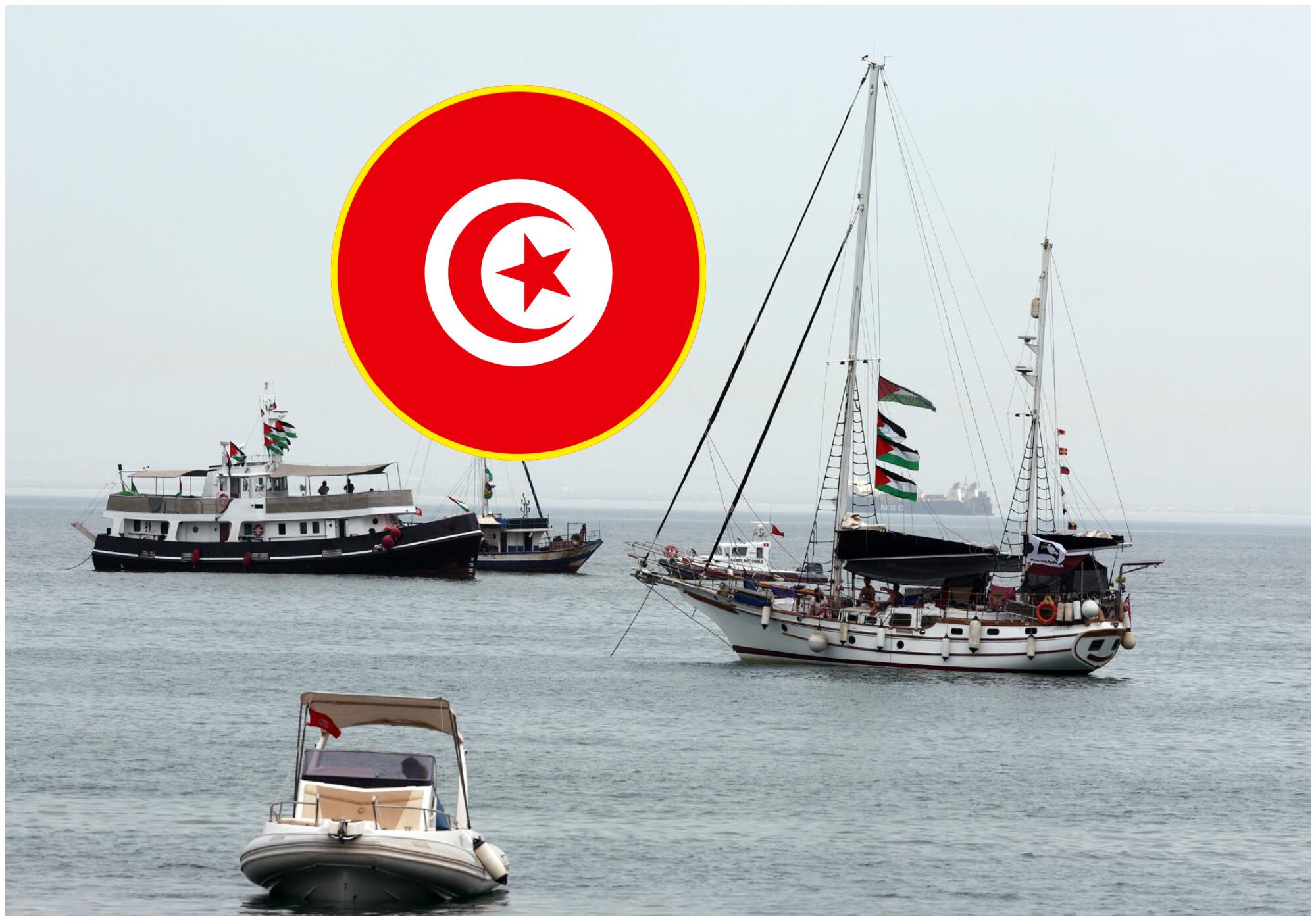 Las autoridades tunecinas desmintieron el ataque con dron de la Flotilla Sumud rumbo a Gaza. Foto: EFE.