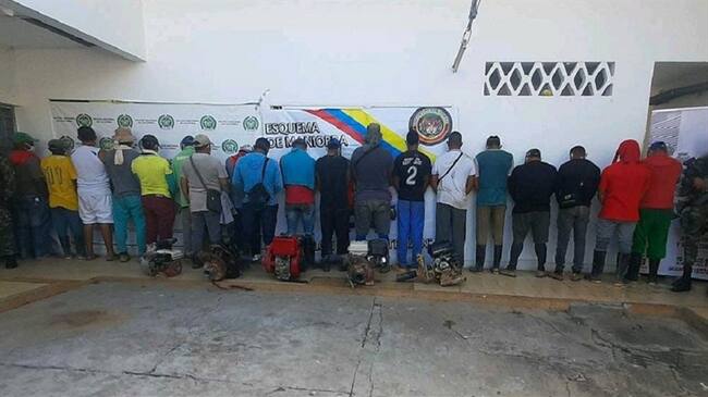 Capturan a 19 personas por minería ilegal en Córdoba. Foto: Cortesía Prensa Policía