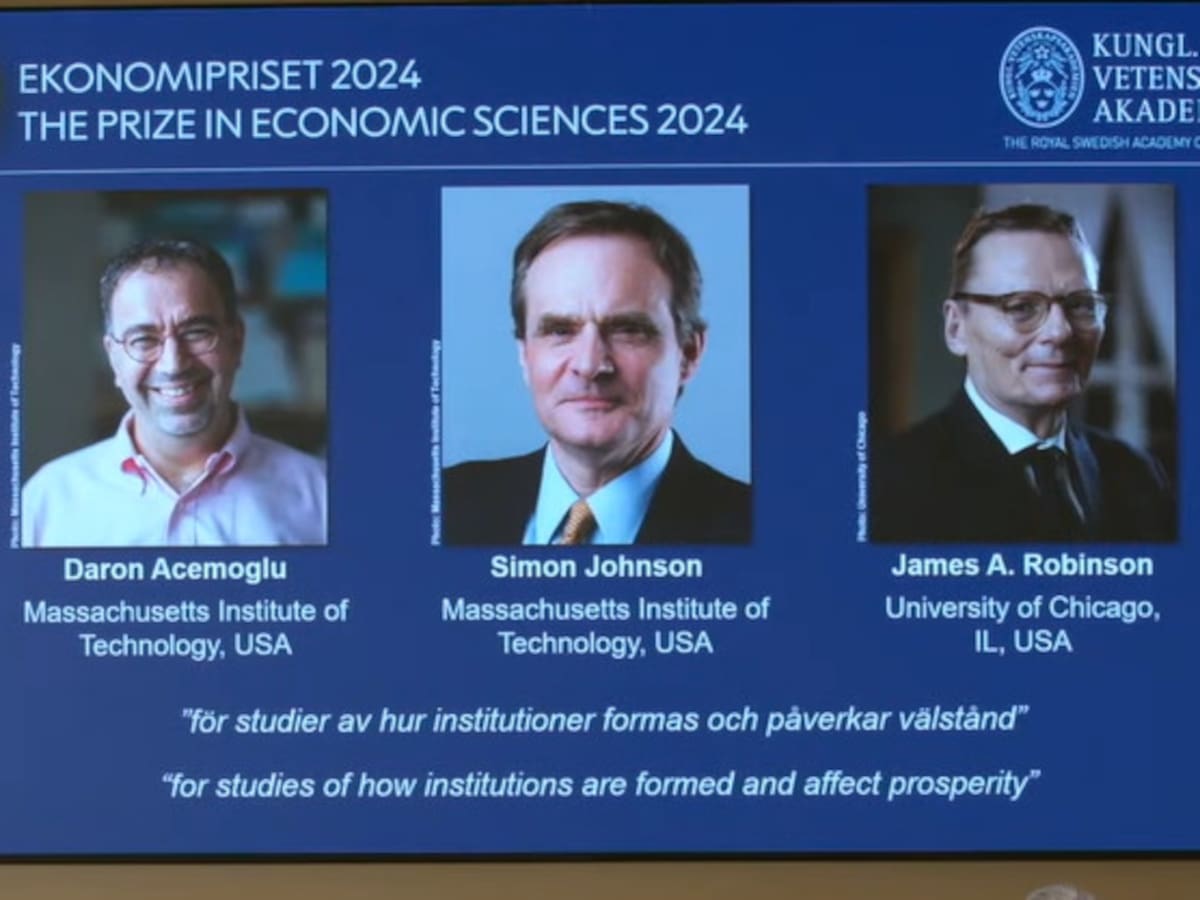 Premio Nobel de Economía 2024 para Daron Acemoglu, Simon Johnson y James Robinson