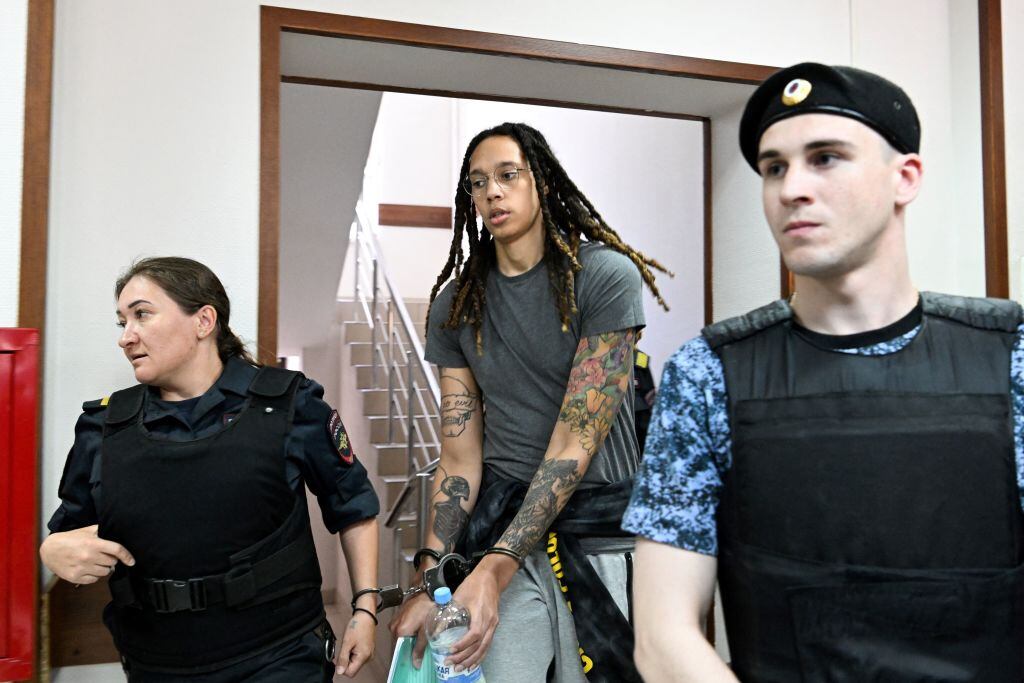 Brittney Griner. (Photo by Kirill KUDRYAVTSEV / AFP) (Photo by KIRILL KUDRYAVTSEV/AFP via Getty Images)