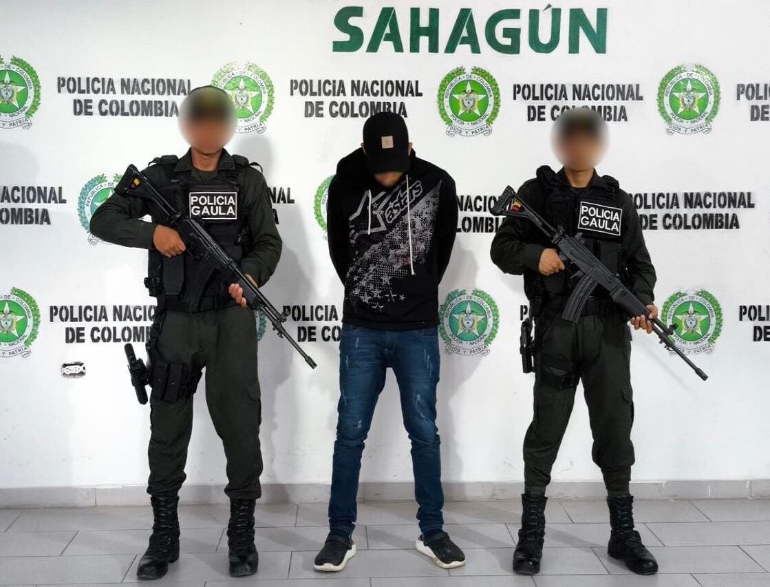 Capturan a alias ‘Sebastián’, señalado de extorsionar a contratistas en 5 municipios de Córdoba. Foto: prensa Policía.