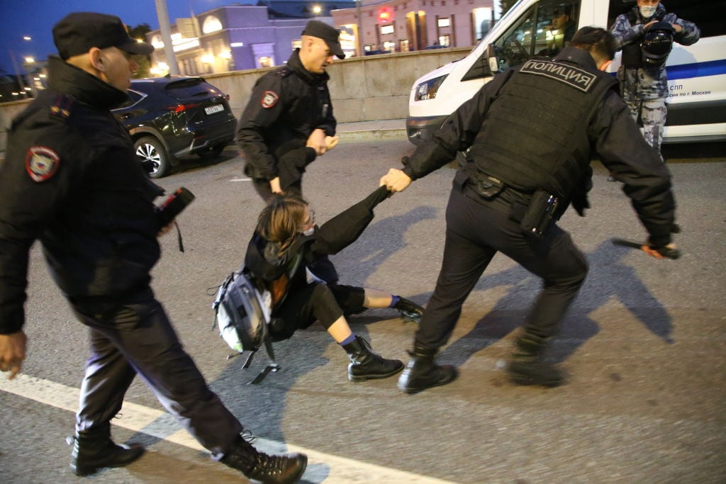 Protestas en Rusia contra la movilización parcial. Foto: Getty Images.