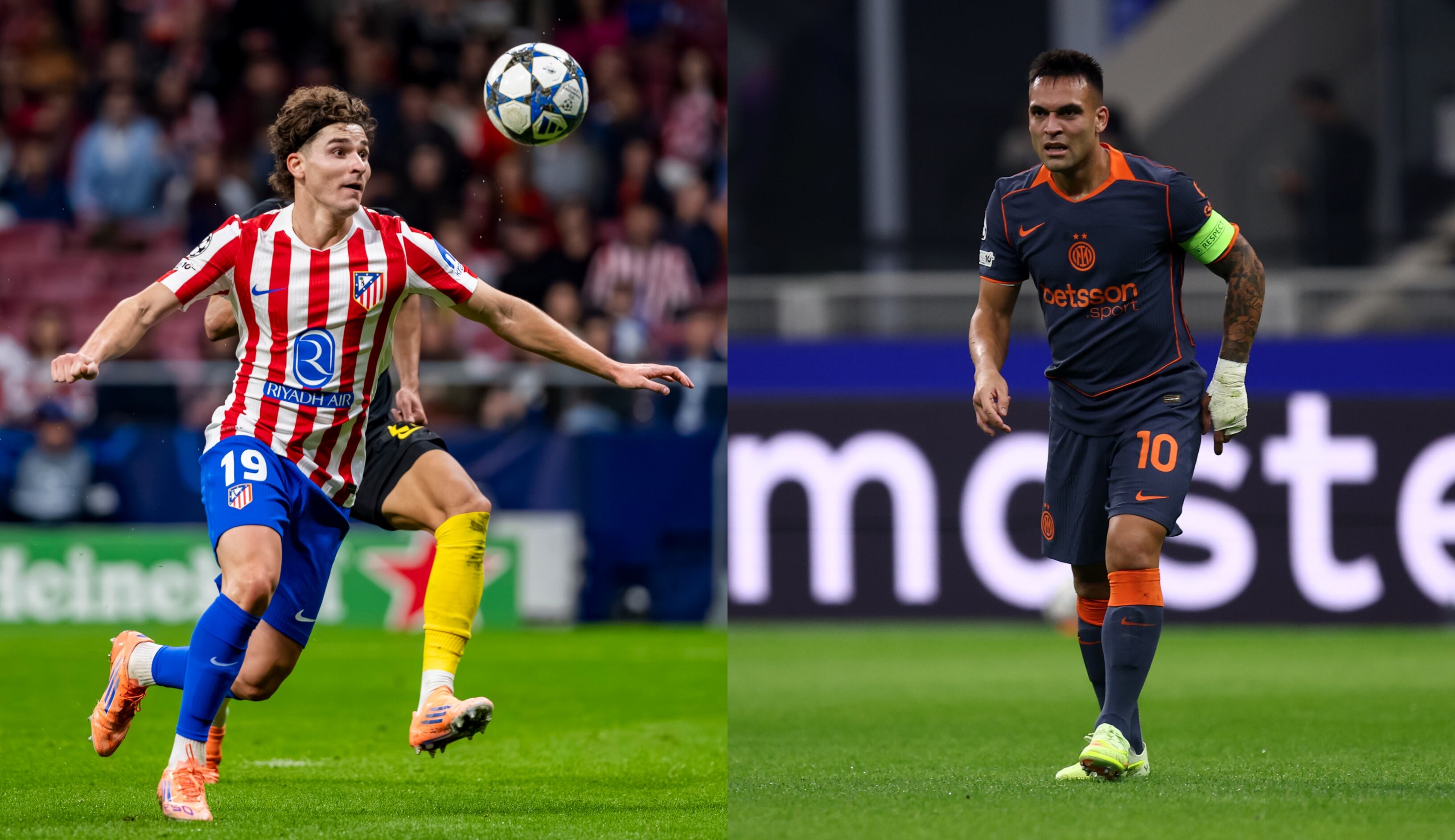 Julián Álvarez de Atlético de Madrid. FOTO: Alberto Gardin/Eurasia Sport Images/Getty Images.// Lautaro Martínez de Inter. FOTO: Sportinfoto/DeFodi Images/DeFodi via Getty Images