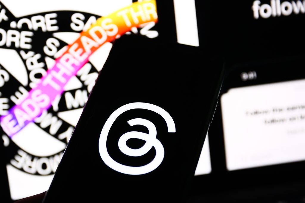 Threads red social imagen de referencia. Foto: Jakub Porzycki/NurPhoto via Getty Images.