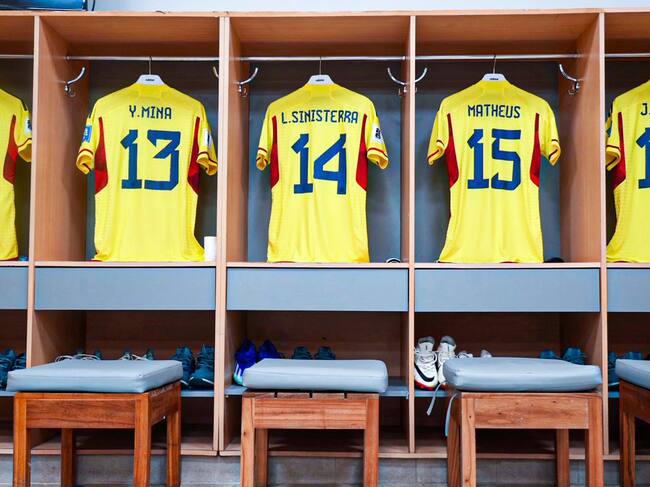 Camerino de Colombia previo al partido contra Paraguay por Eliminatorias. 21 de noviembre de 2023. Foto: Twitter Selección Colombia.