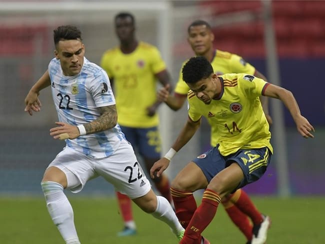 Lautaro Martínez y Luis Díaz en la semifinal de la Copa América 2021. Foto: Pedro Vilela/Getty Images