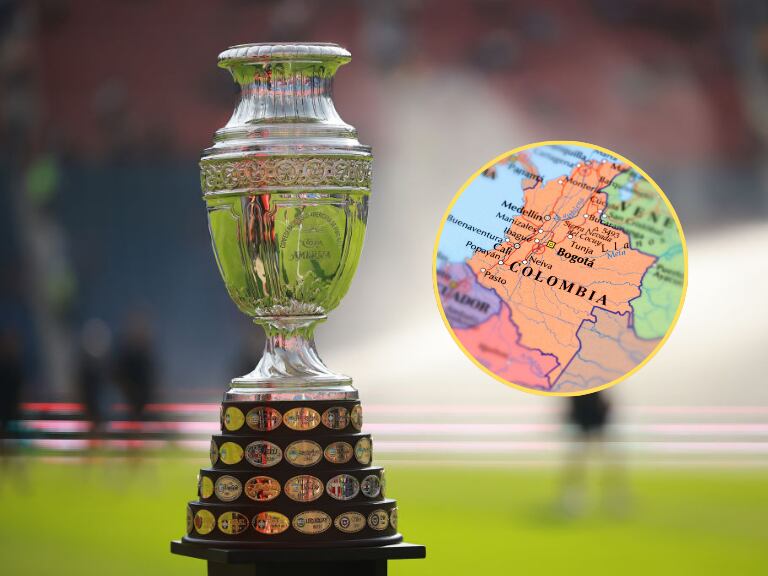 Copa América y mapa de Colombia con fronteras, imágenes de referencia // Getty Images