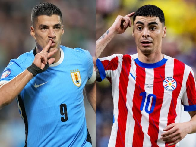 Luis Suárez y Miguel Almorón. Foto: (Photo by Grant Halverson/Getty Images) / (Photo by Richard Callis/Eurasia Sport Images/Getty Images)