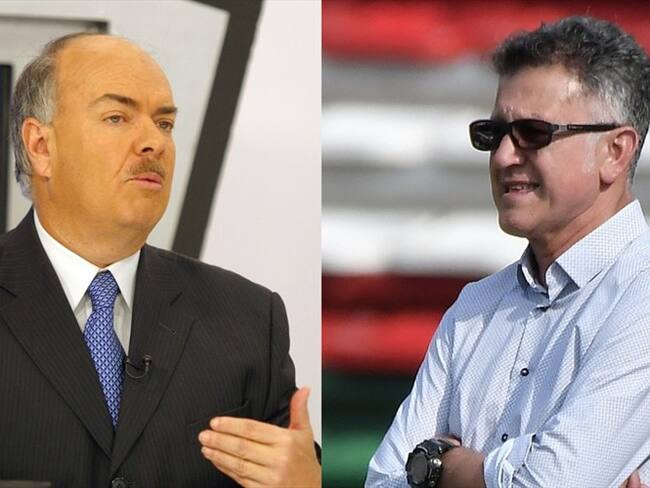 Periodista Iván Mejía y entrenador del América de Cali, Juan Carlos Osorio. Foto: Colprensa / Colprensa-Cortesía Dimayor