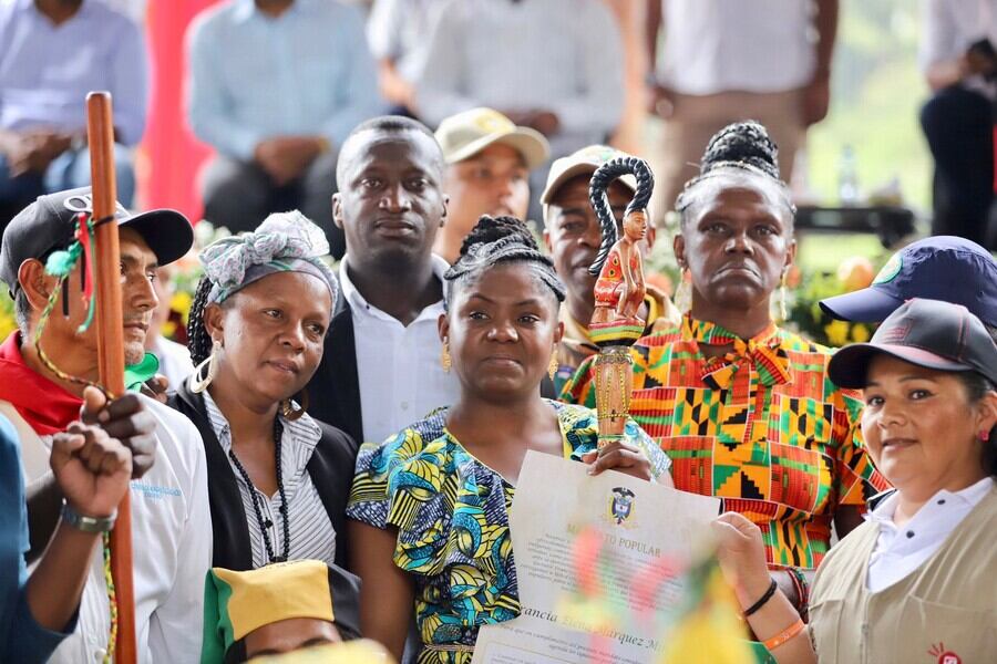 Posesión simbólica de Francia Márquez en su pueblo, Suárez, Cauca. Foto: Colprensa / Darwion Torres