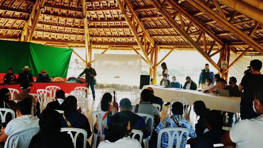 Durante el encuentro, las comunidades aclararon que la Minga del Suroccidente tiene sus propias exigencias y no se puede relacionar con el Plan Social del Cauca . Foto: Prensa Alto Comisionado para la Paz