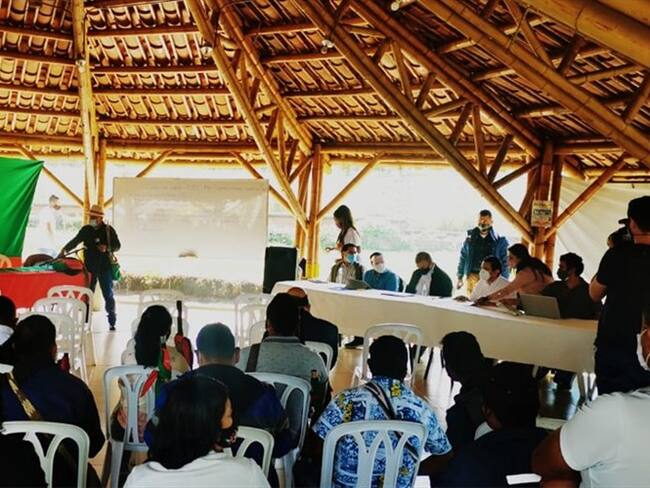 Durante el encuentro, las comunidades aclararon que la Minga del Suroccidente tiene sus propias exigencias y no se puede relacionar con el Plan Social del Cauca . Foto: Prensa Alto Comisionado para la Paz