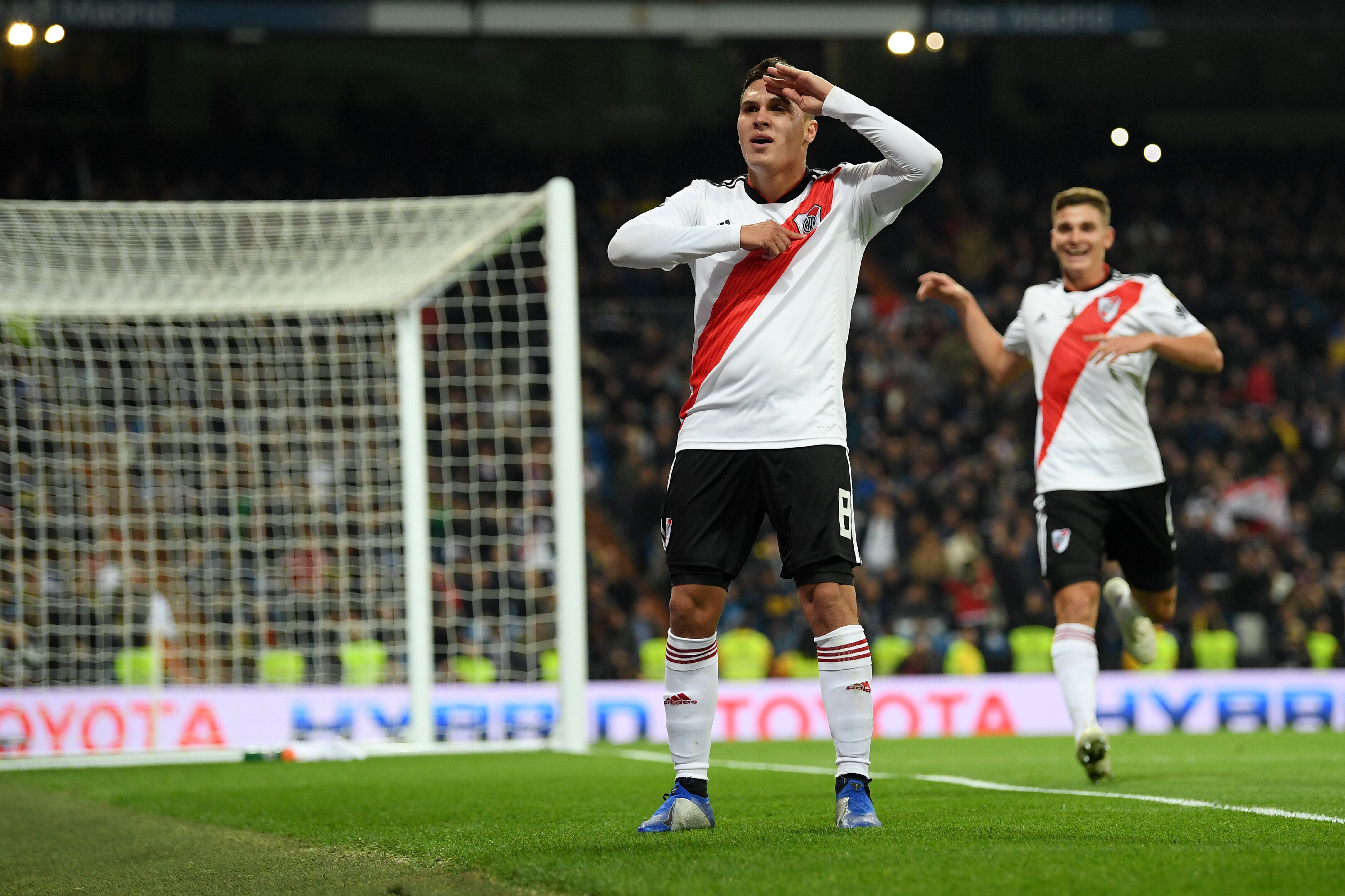 Celebración de Juan Fernando Quintero tras su gol en Madrid / Getty Images