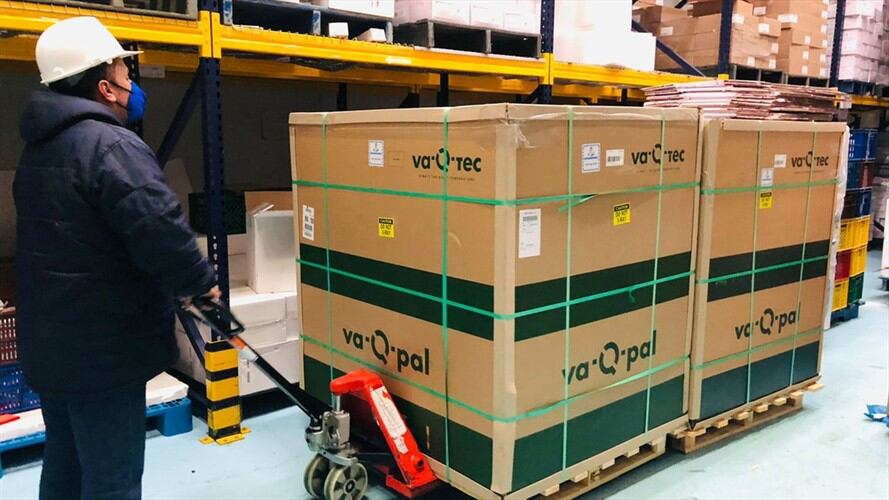 Este sábado 30 de octubre el país recibió un lote de 1’479.240 dosis de vacunas contra el COVID-19 de la farmacéutica Moderna. Foto: Proporcionada por Paula Bolívar