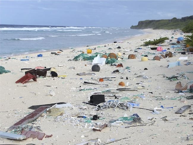 Esta foto proporcionada por Jennifer Lavers muestra desechos de plástico en la playa de la pequeña isla Henderson.. Foto: Associated Press - AP