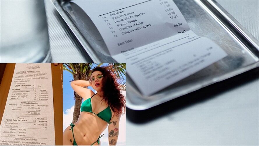 Millonaria cuenta le cobraron a una modelo porno en Medellín. Foto: Getty Images / Twitter: Actriz porno se quejó de la millonada que le cobraron en un restaurante por comer