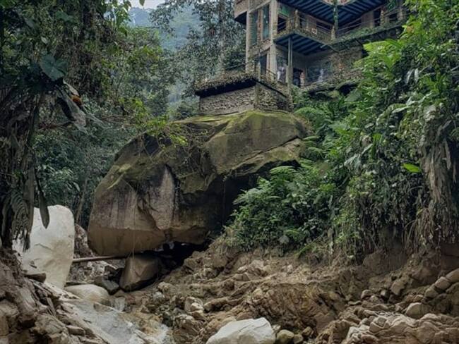 El represamiento de rocas se estaría dando con el mismo afluente que generó una avalancha en enero del 2020.. Foto: Cortesía Álvaro Niño