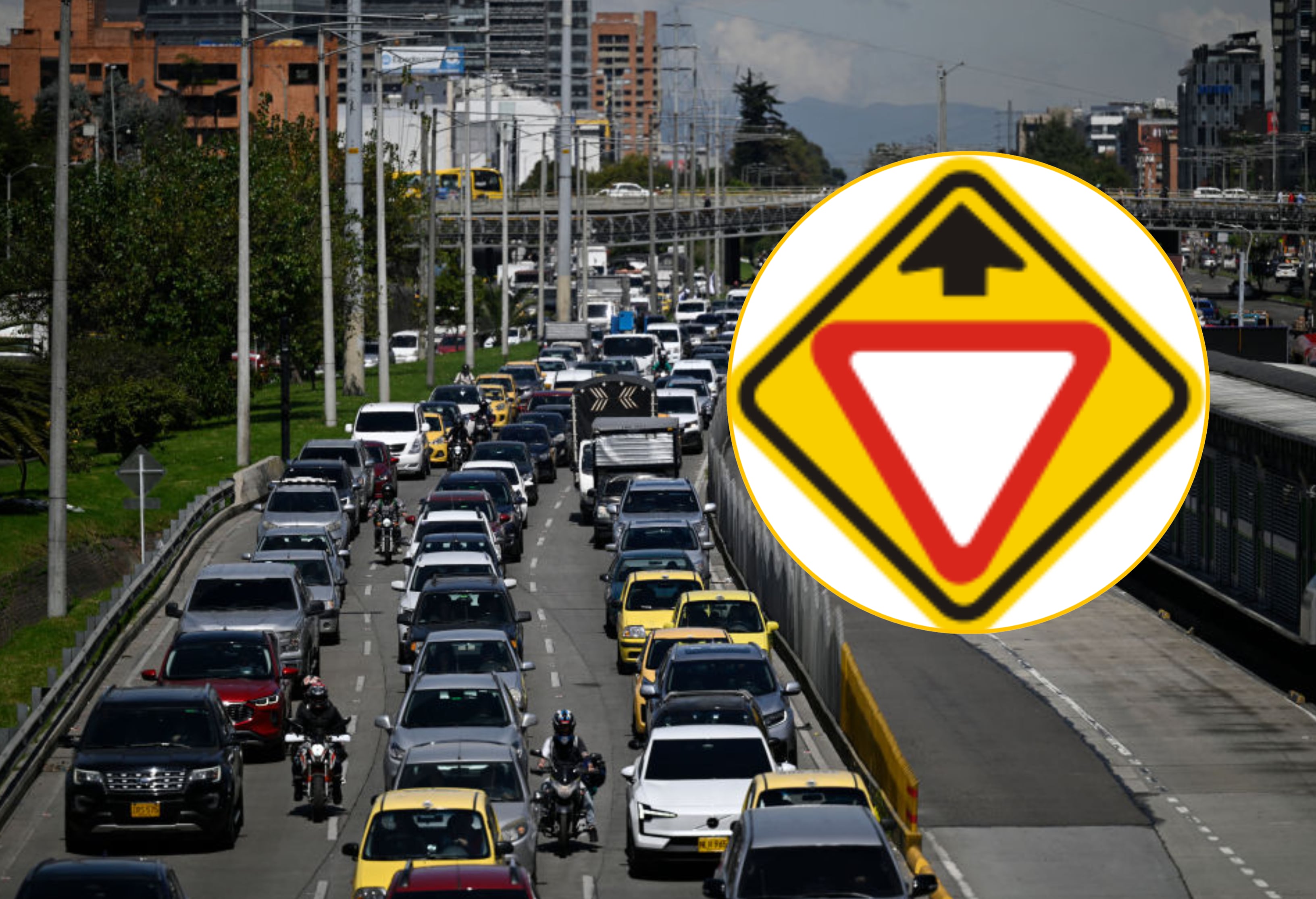Movilidad Bogotá y señal SP-33. Foto: Getty Images