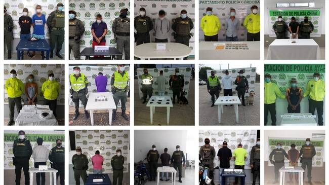 Capturan a 17 personas por tráfico de estupefacientes en Córdoba.Foto:prensa Policía.