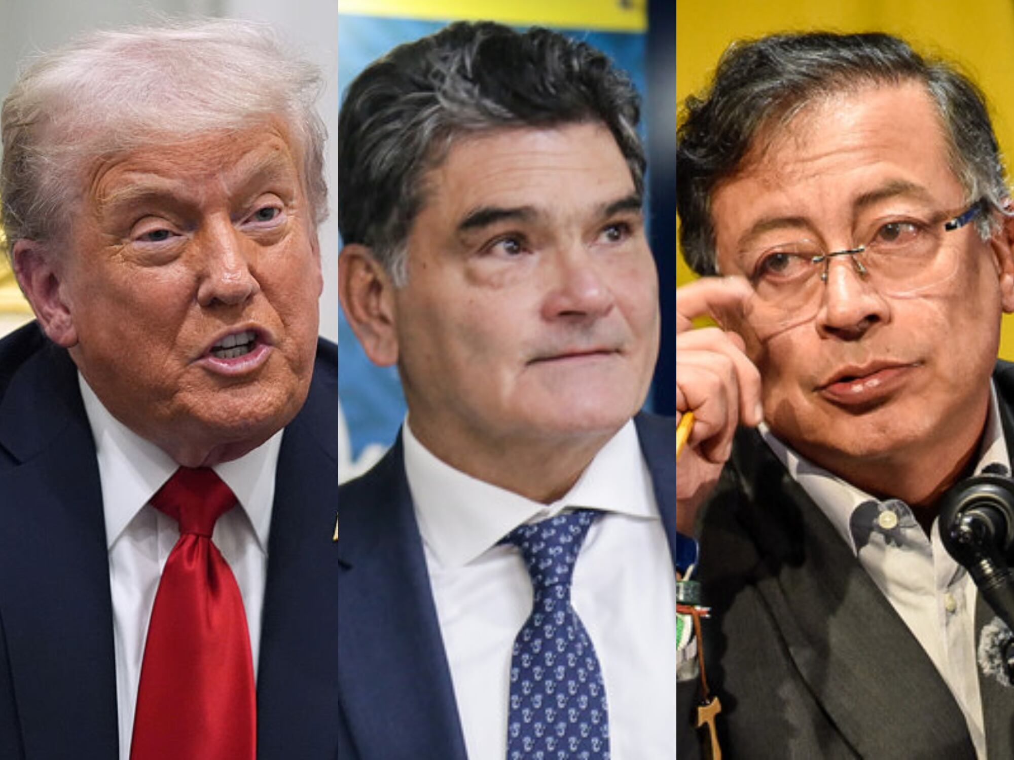 Donald Trump, Gregorio Eljach y Gustavo Petro. Fotos: (Photo by Evan Vucci - Pool / Getty Images) / (Colprensa - Catalina Olaya) / (Colprensa - Cristian Bayona)