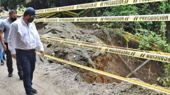 Pérdida de banca en vías de Risaralda. Crédito: Gobernación de Risaralda.