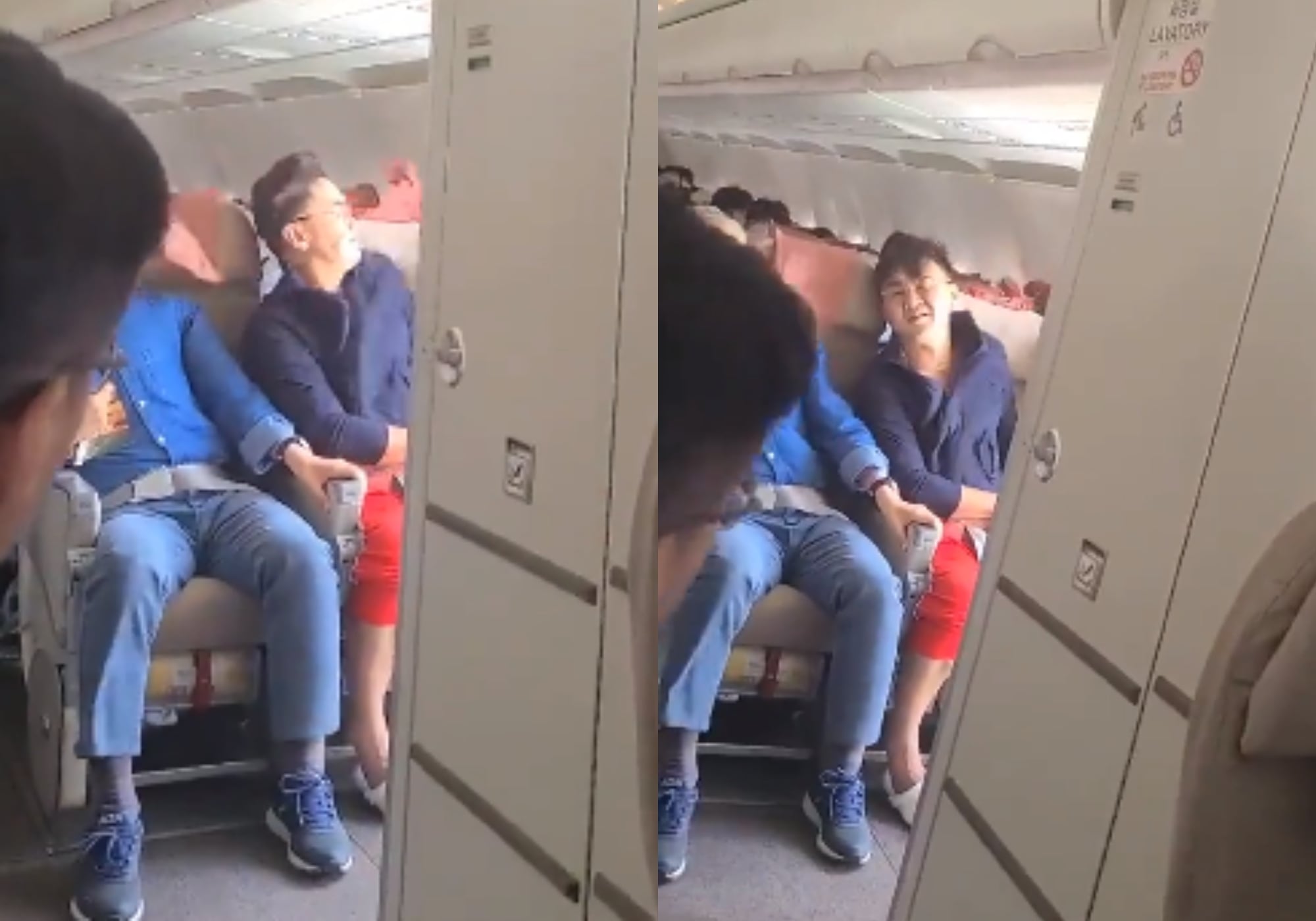 Pasajeros del vuelo OZ8124 de Asiana. Foto: Captura de pantalla de video