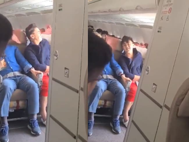 Pasajeros del vuelo OZ8124 de Asiana. Foto: Captura de pantalla de video