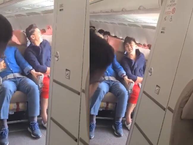 Pasajeros del vuelo OZ8124 de Asiana. Foto: Captura de pantalla de video