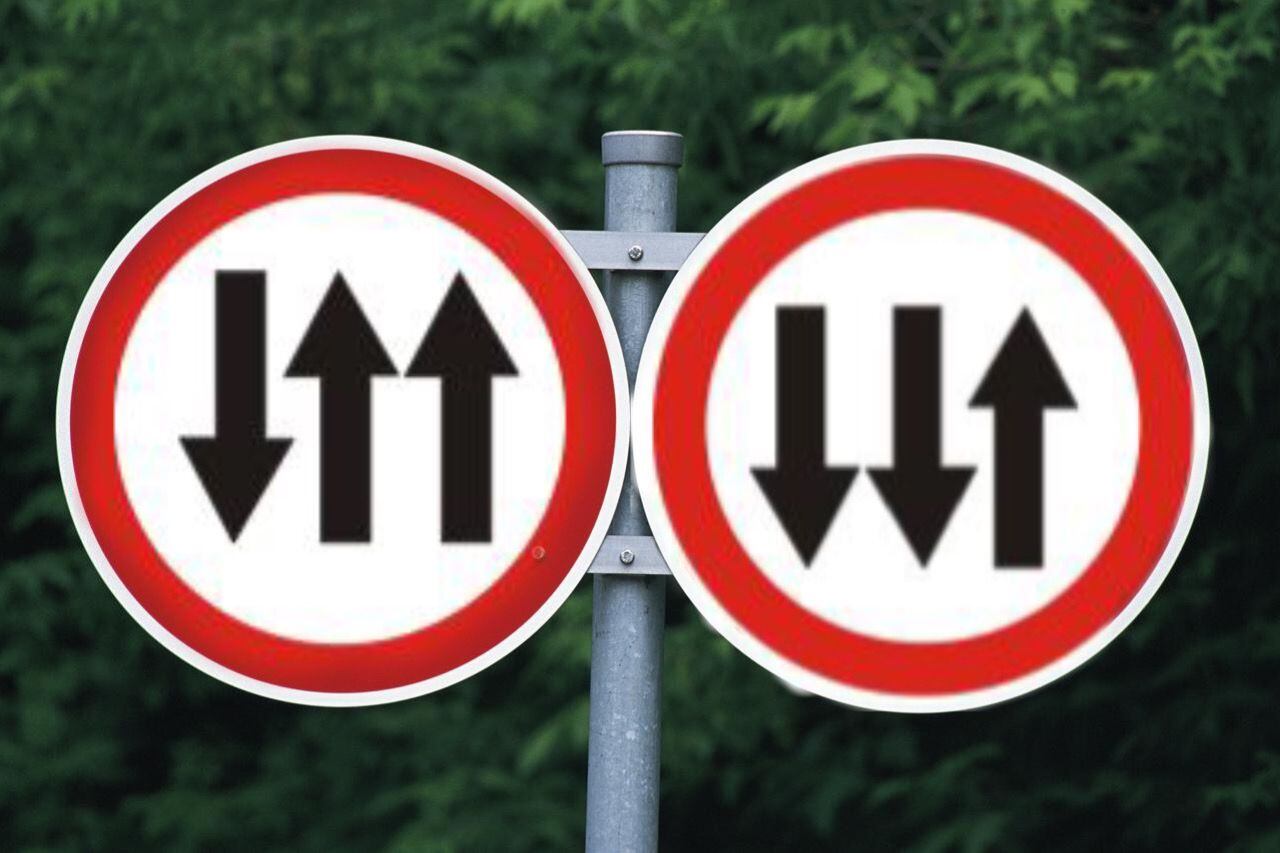 Señales de Tránsito de contraflujo.