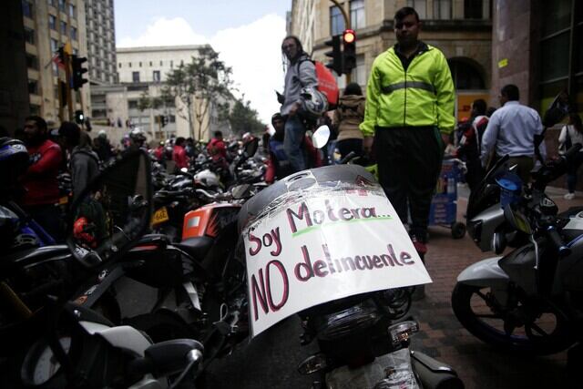 Manifestación de motociclistas en Bogotá. Foto: Colprensa