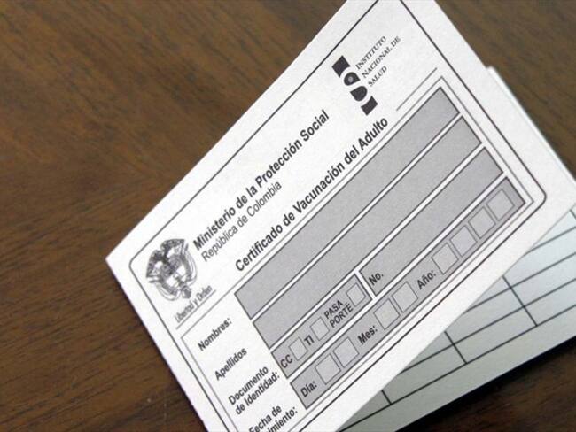Carné de vacunación . Foto: Colprensa