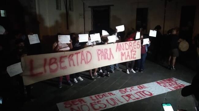 Diferentes organizaciones convocaron a un plantón para exigir la libertad del dirigente . Foto: Cortesía Javier Astaiza