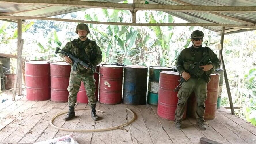 En la operación fueron incautados 166 kilos de hoja de coca que estaban listos para ser procesados. Foto: Comunicaciones Tercera Brigada del Ejército