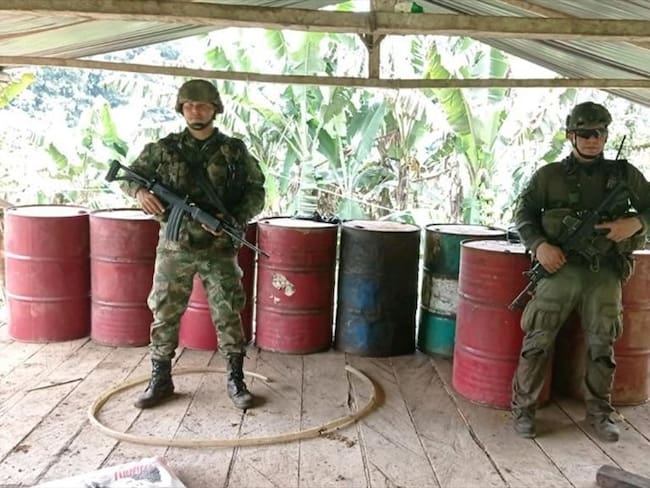 En la operación fueron incautados 166 kilos de hoja de coca que estaban listos para ser procesados. Foto: Comunicaciones Tercera Brigada del Ejército