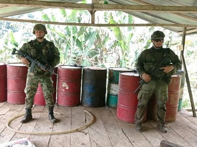 En la operación fueron incautados 166 kilos de hoja de coca que estaban listos para ser procesados. Foto: Comunicaciones Tercera Brigada del Ejército