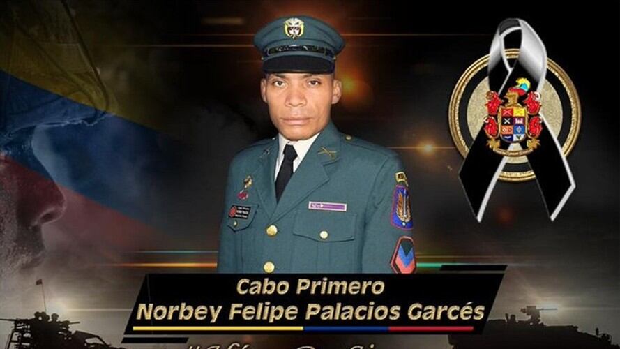 El Cabo Primero Norbey Garcés Palacios, fue atacado por un francotirador.. Foto: Cortesía