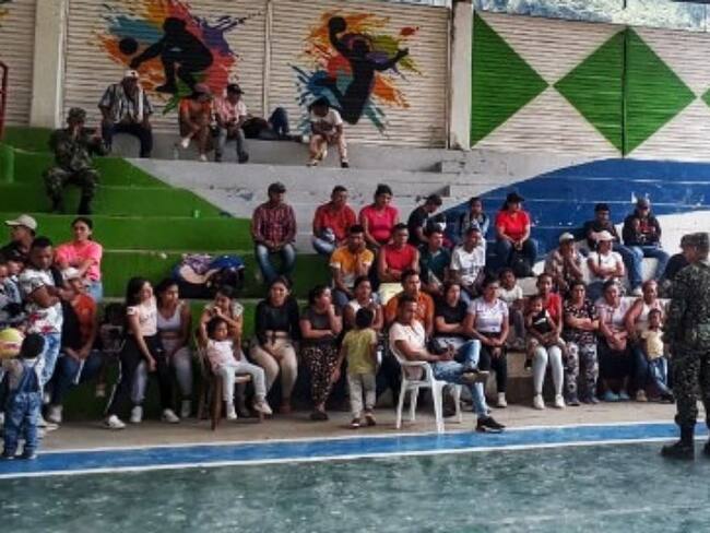 Las víctimas están llegando a la cabecera municipal de Argelia. Crédito: Red de Apoyo.