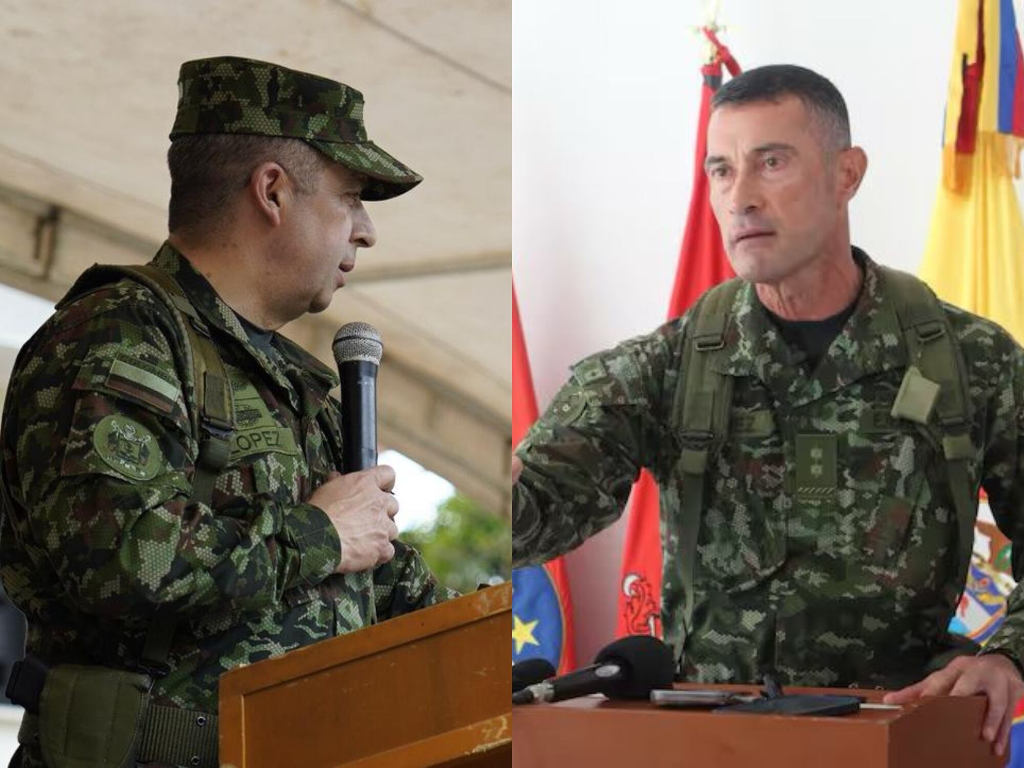 Hugo Alejandro López Barreto, nuevo comandante de las Fuerzas Militares, y Royer Gómez Herrera, nuevo comandante del Ejército Nacional. Fotos: suministradas.