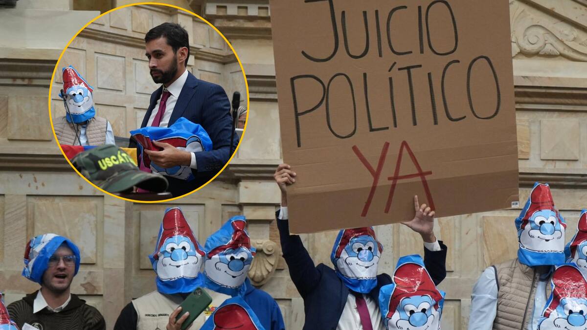 Con máscaras de ‘Papá Pitufo’, Uscátegui anunció moción de censura contra Armando Benedetti