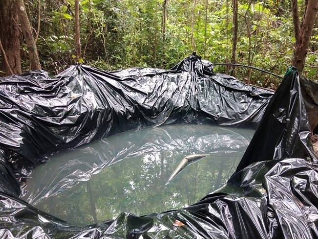 Destruida piscina ilegal para el almacenamiento de hidrocarburos. Foto: cortesía Ejercito Nacional