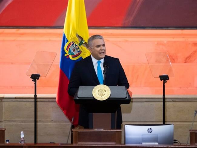 El discurso del presidente Iván Duque en el Salón Elíptico del Capitolio Nacional arrancó con un minuto de silencio. Foto: Presidencia de la República