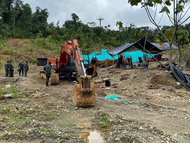 Frente de minería ilegal que estaba devorando selva virgen en Chocó.. Foto: Fiscalía General de la Nación