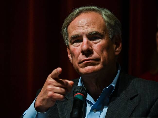 Texas Governor Greg Abbott speaks during a press conference in Uvalde, Texas on May 27, 2022. - A top Texas security official said Friday that police were wrong to delay storming the classroom where a teen gunman was holed up with dead and wounded children -- fueling fears that police inaction cost lives in Uvalde. (Photo by CHANDAN KHANNA / AFP) (Photo by CHANDAN KHANNA/AFP via Getty Images)