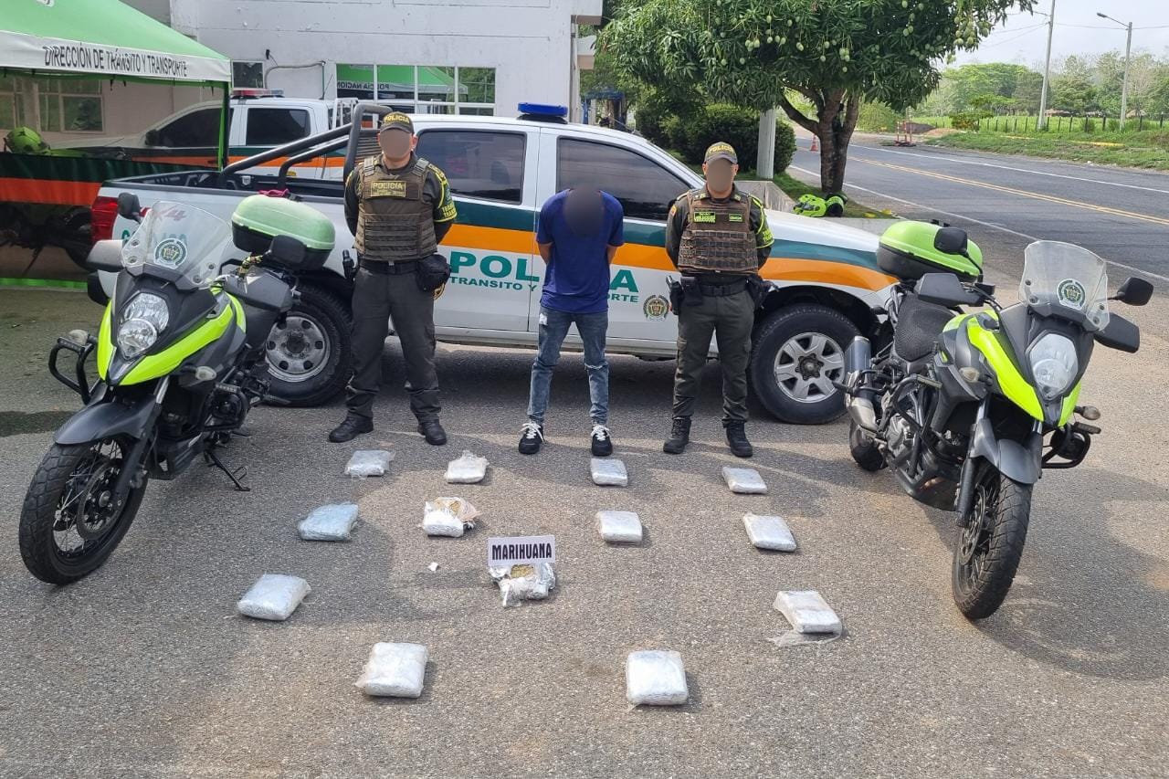 Incautan 26 kilos de marihuana en la vía Planeta Rica – Montería. Foto: Policía