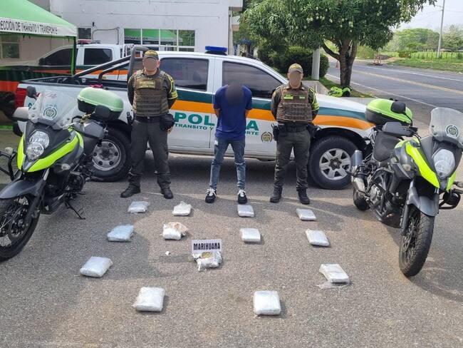 Incautan 26 kilos de marihuana en la vía Planeta Rica – Montería. Foto: Policía