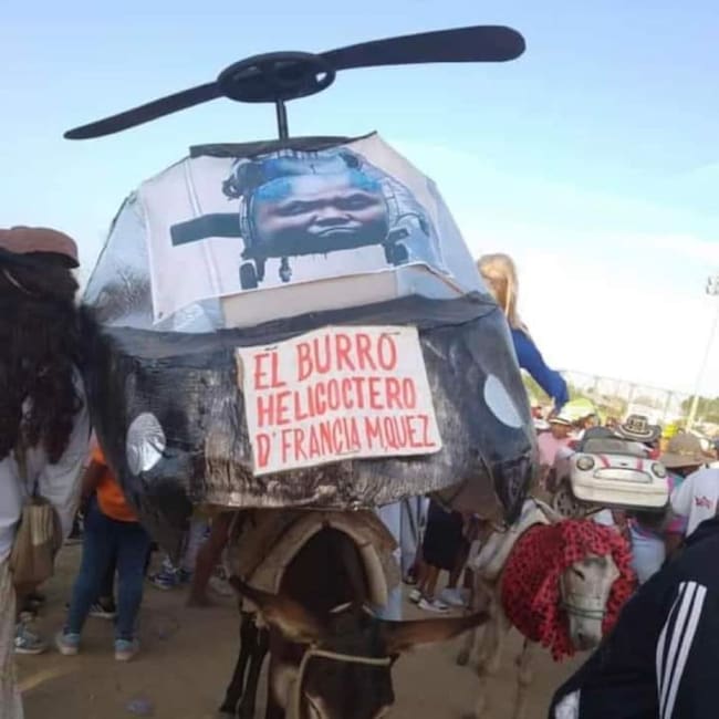 Burro helicóptero. Foto: prensa Alcaldía San Antero, Córdoba.