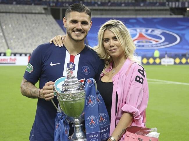 Futbolista Mauro Icardi y la modelo Wanda Nara. Foto: Jean Catuffe/Getty Images