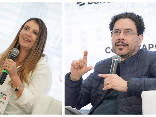 A la izquierda la senadora Paloma Valencia y a la derecha el senador Iván Cepeda en el segundo día del Festival de las Ideas 2023 / Foto: Cortesía