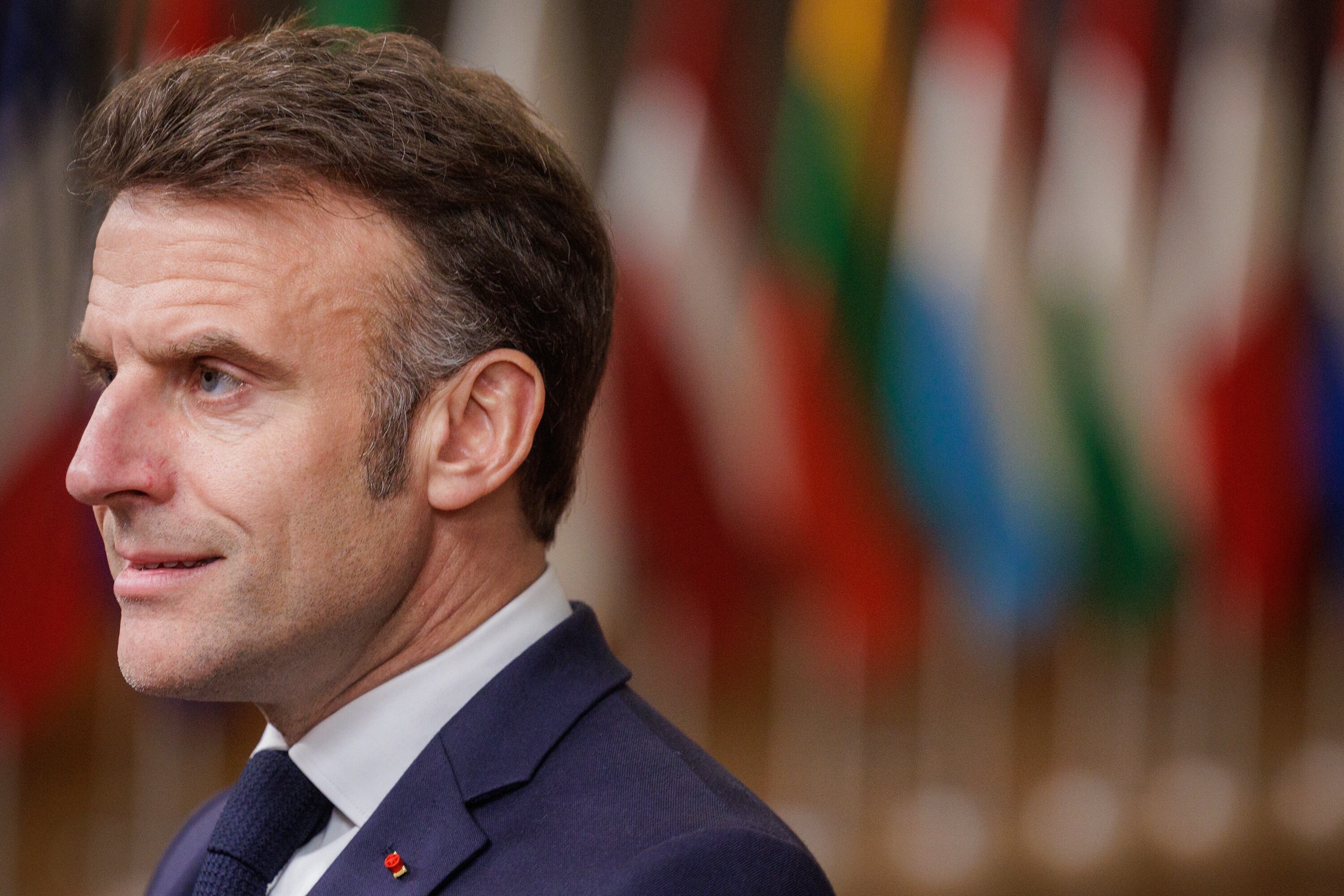 Presidente francés Emmanuel Macron durante el Consejo Europeo. FOTO: EFE/EPA/OLIVIER MATTHYS